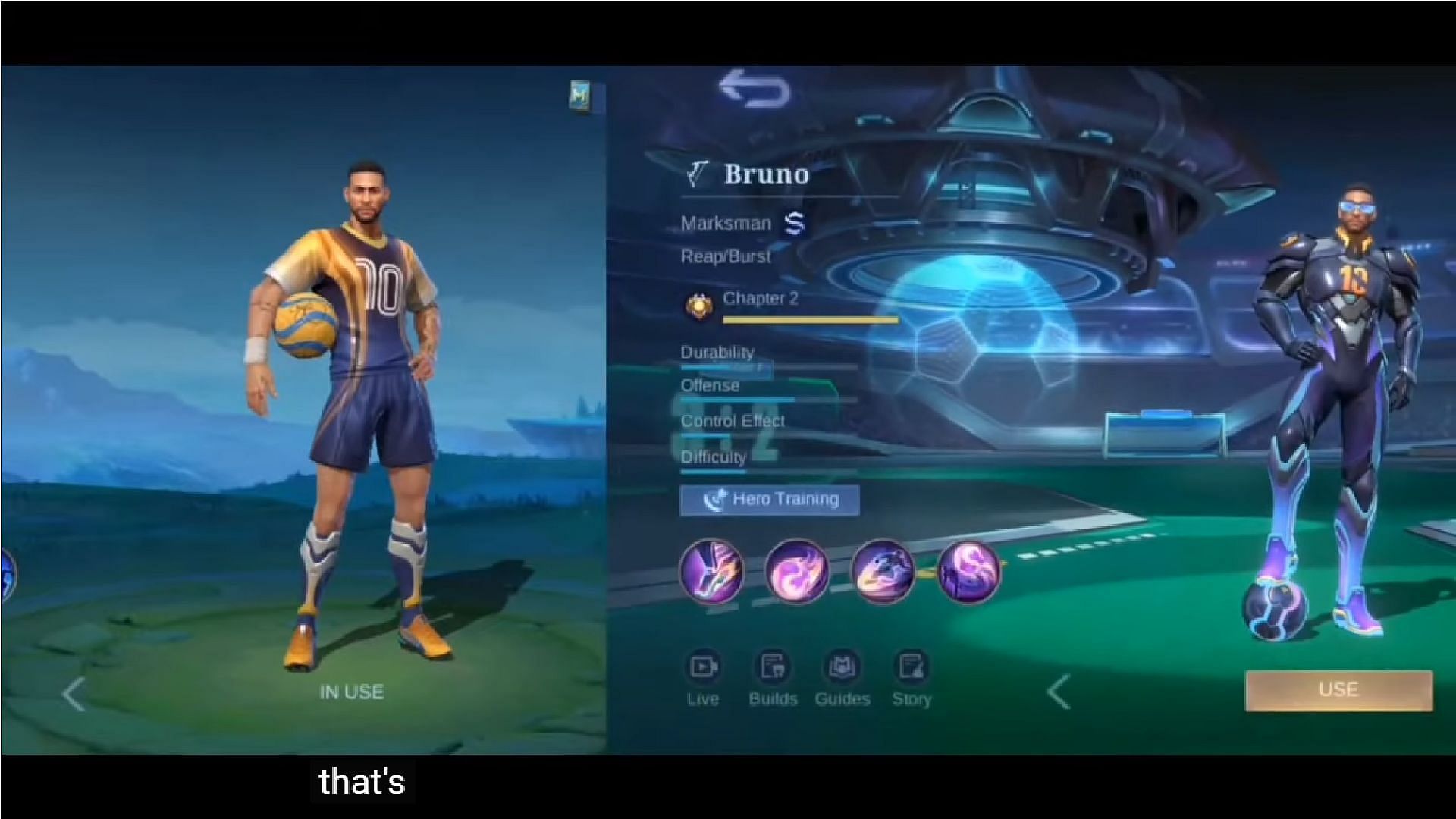 MLBB x Neymar Jr. event Bruno Halo Striker skin (Image via Moonton)